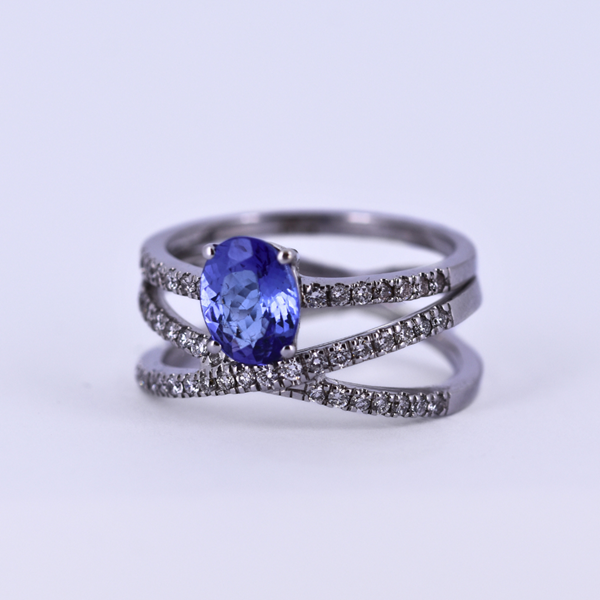 Show details for Tanzanite & Diamond Twin Ring Picture of Tanzanite & Diamond Twin Ring