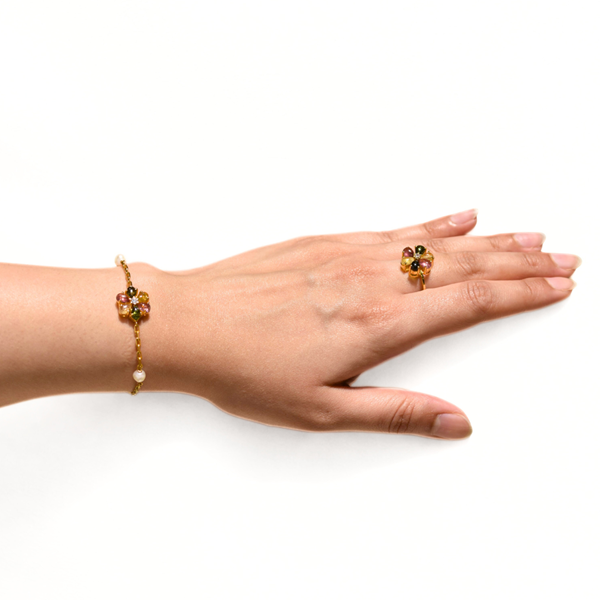 Show details for Tourmaline & Pearl Bracelet Ring Set Picture of Tourmaline & Pearl Bracelet Ring Set